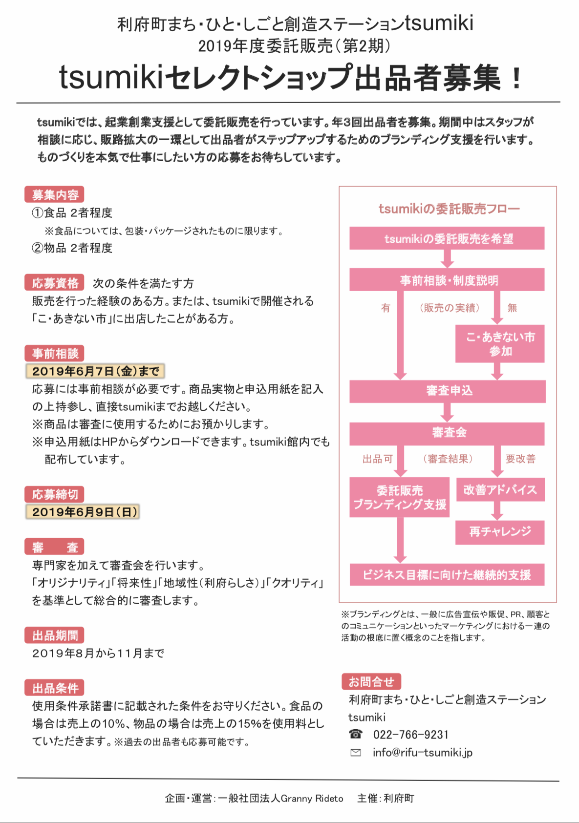 2019年度第2期委託販売募集チラシ